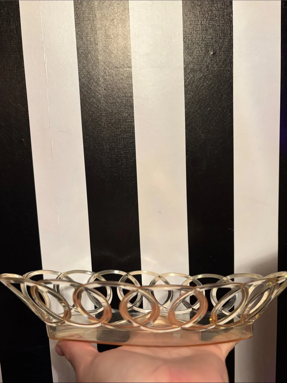 60s Vintage Clear Lucite Plastic Loop Edge Bread Basket Storage Bedroom/Bathroom